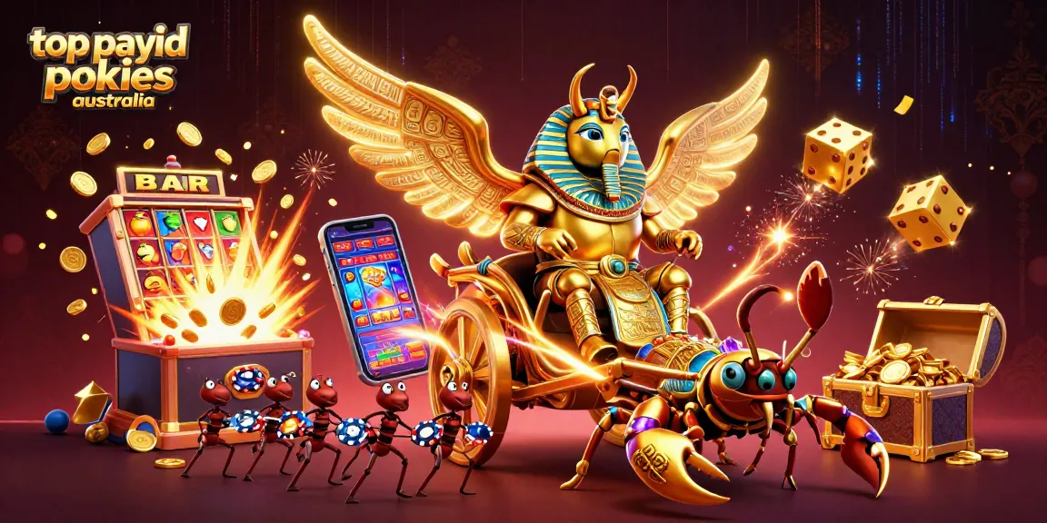 Engage with top payid pokies Australia illustrated in a vibrant casino scene featuring jackpot winnings.